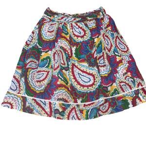 Studio West Paisley Twirl Skirt Medium M Boho Cotton Lined Multi-Color Eyelet